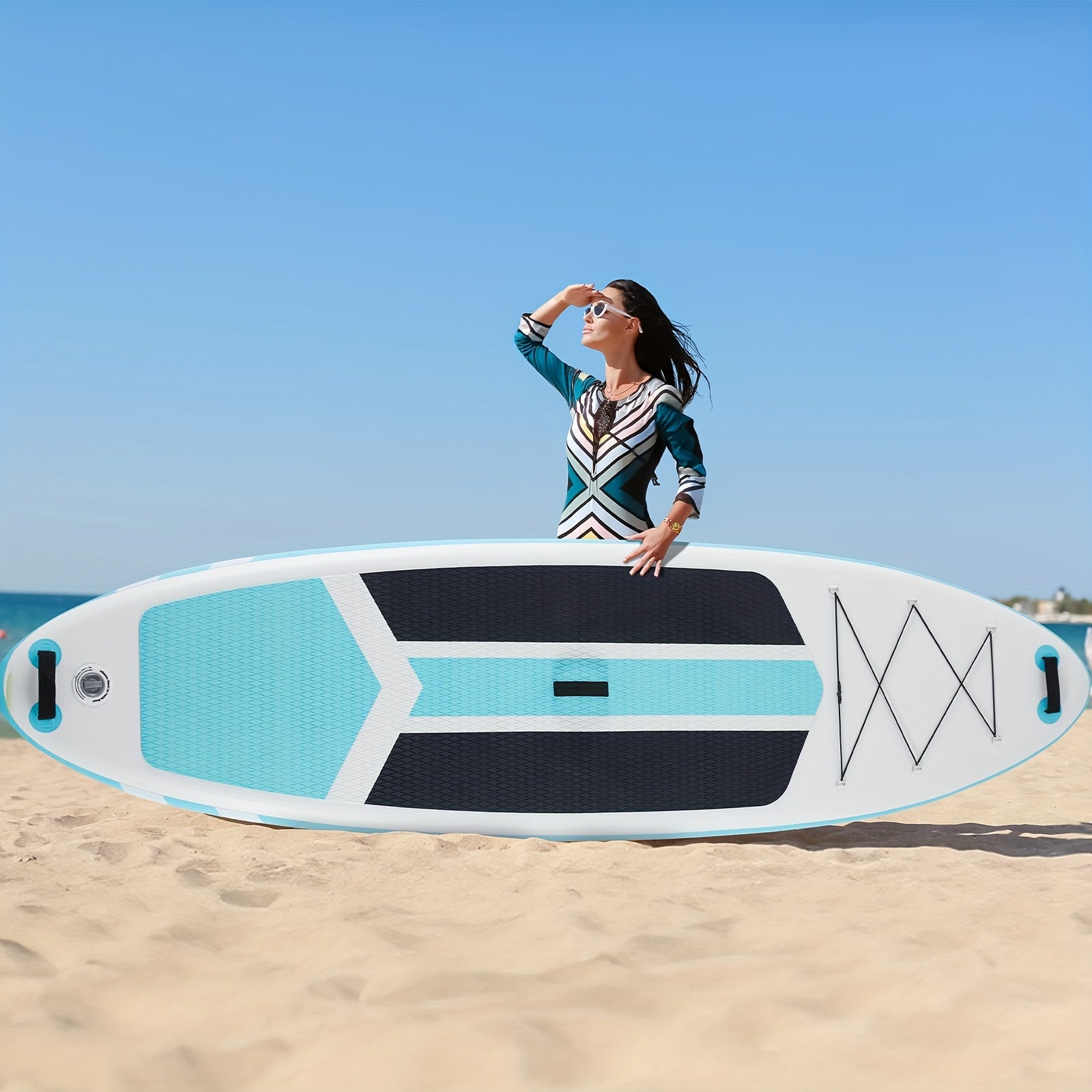 Inflatable Paddle Board 10.5ft – Wide Stable Non-Slip Deck SUP Board with Premium Accessories for Yoga Fishing Boating Traveling Surfing Adults