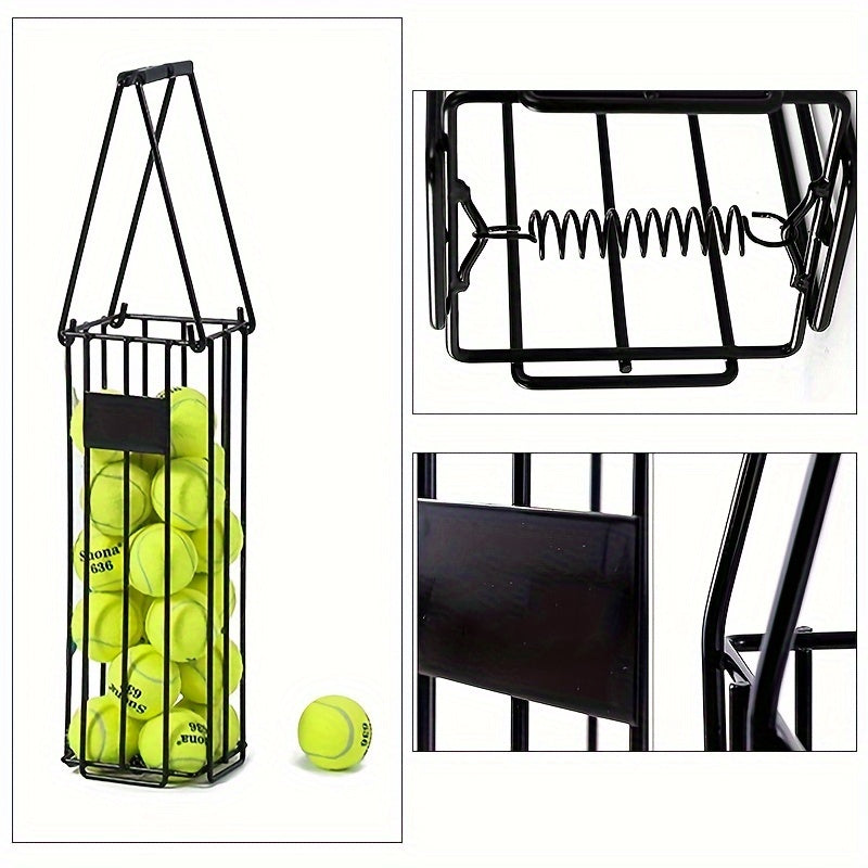 Tennis Ball Picker Up Tube - Stainless Steel Quick-Release Portable Ball Retriever for Tennis Pickleball Training, No-Bend Ball Collector Hopper for Court Home Backyard Practice, Holds 18-20 Balls