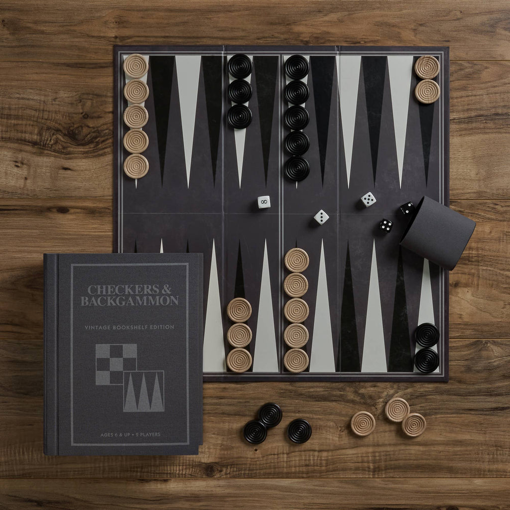 Board Game: Checkers & Backgammon Vintage Bookshelf Edition