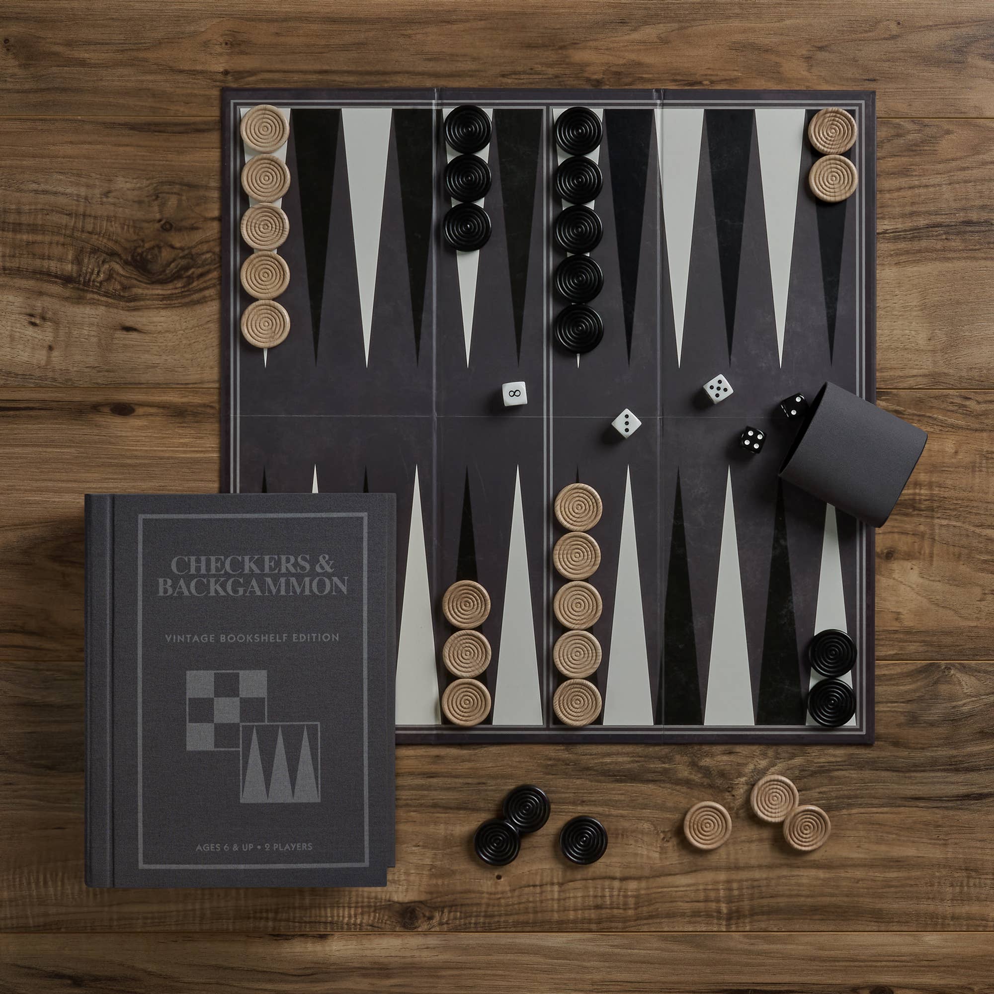 Board Game: Checkers & Backgammon Vintage Bookshelf Edition