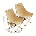 Portable Folding Moon Chair High Back 2pcs – Durable Iron Alloy Frame, Lightweight Foldable Camping Chair for Outdoor Leisure, Fishing, Beach & Backyard – Khaki or Black