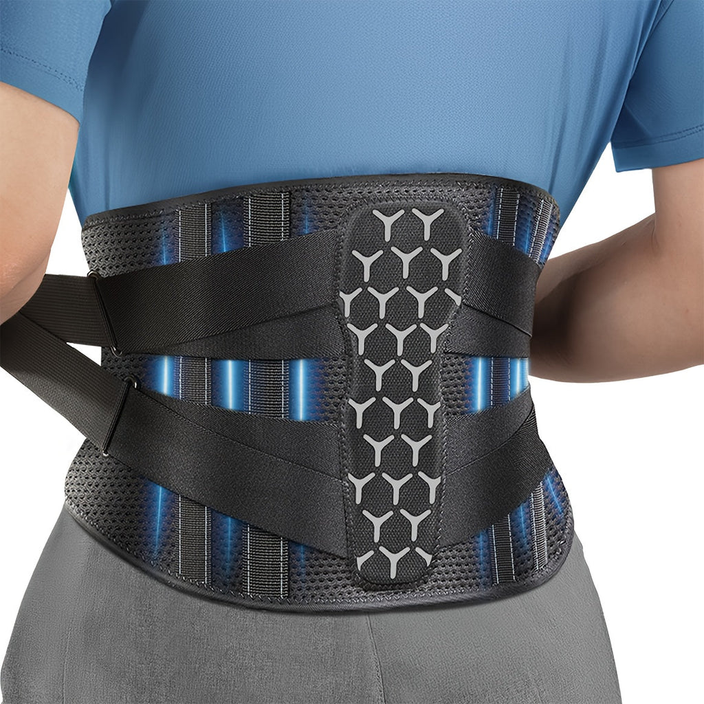 Lumbar Support Belt for Men & Women – Breathable Mesh Back Brace with 7 Stays & Integrated Lumbar Pad, Adjustable Lower Back Support for Work, Lifting, Home Use, Sizes S/M/L/XL/XXL