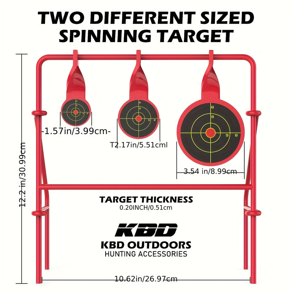 Triple Spinner Shooting Target – .22LR Rimfire Steel, 3 Floating Targets + 15 Bullseye Paper Targets, Foldable & Easy Setup