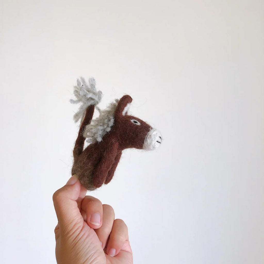 Felt Finger Puppet: Donkey, Brown
