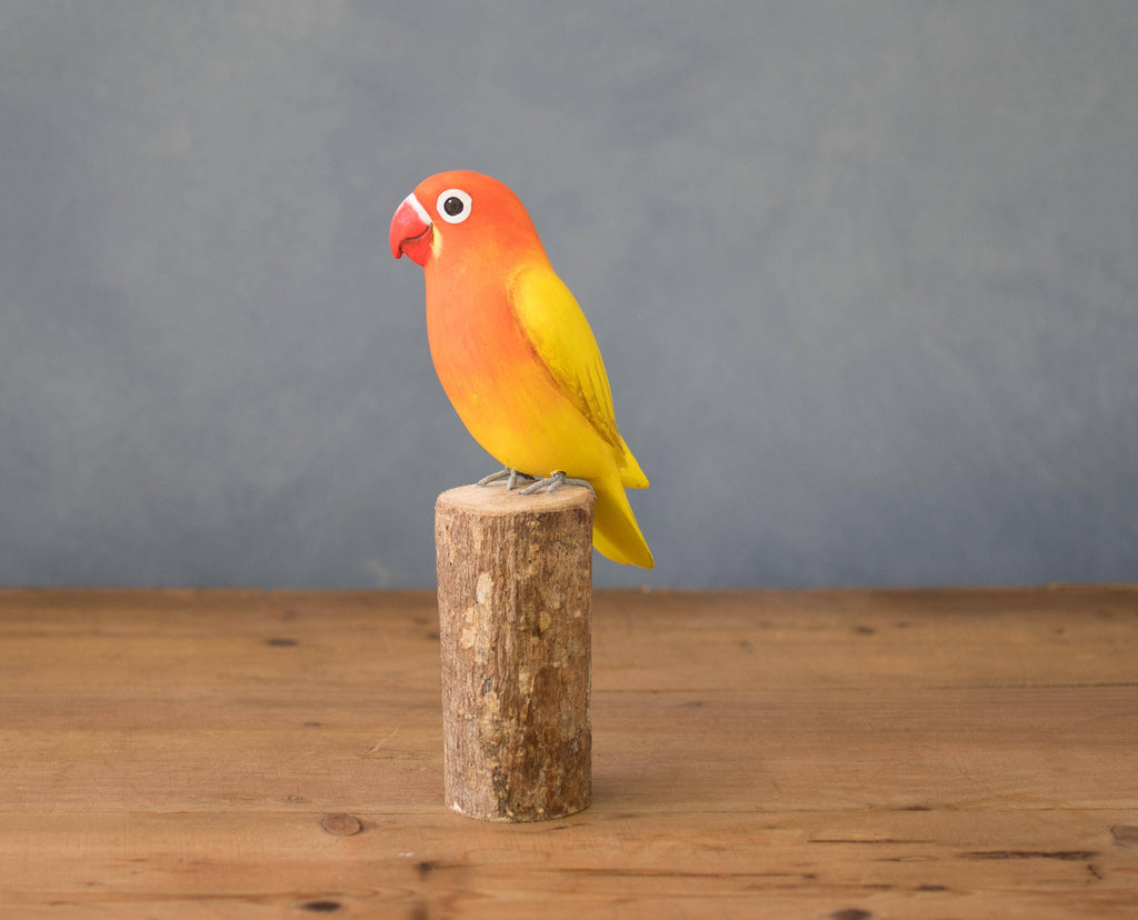Hand Carved Lovebird - 7.5"H