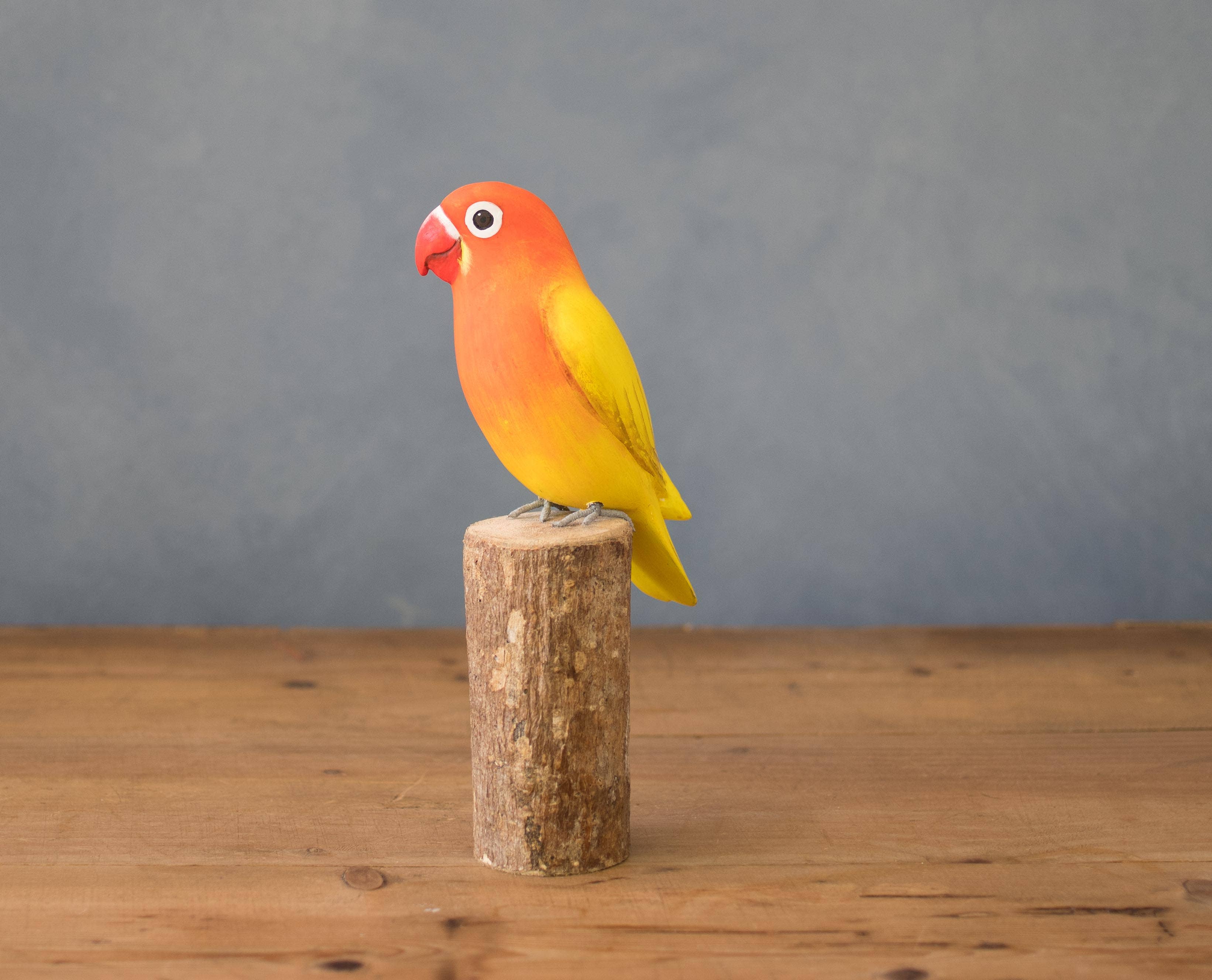 Hand Carved Lovebird - 7.5"H
