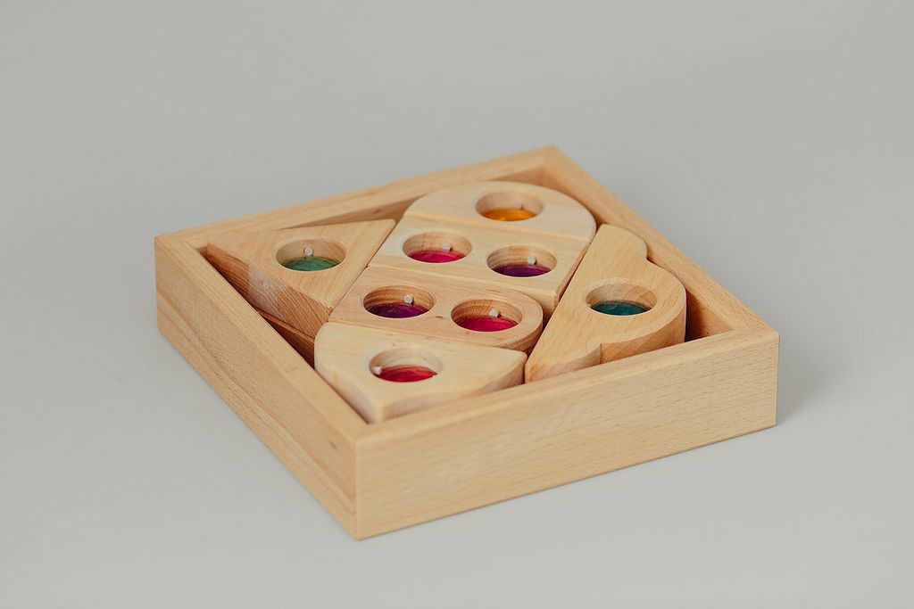 Bauspiel Fairytale Window Gem Block Set In A Tray (12 pieces) - ships in approximately 1-2 weeks