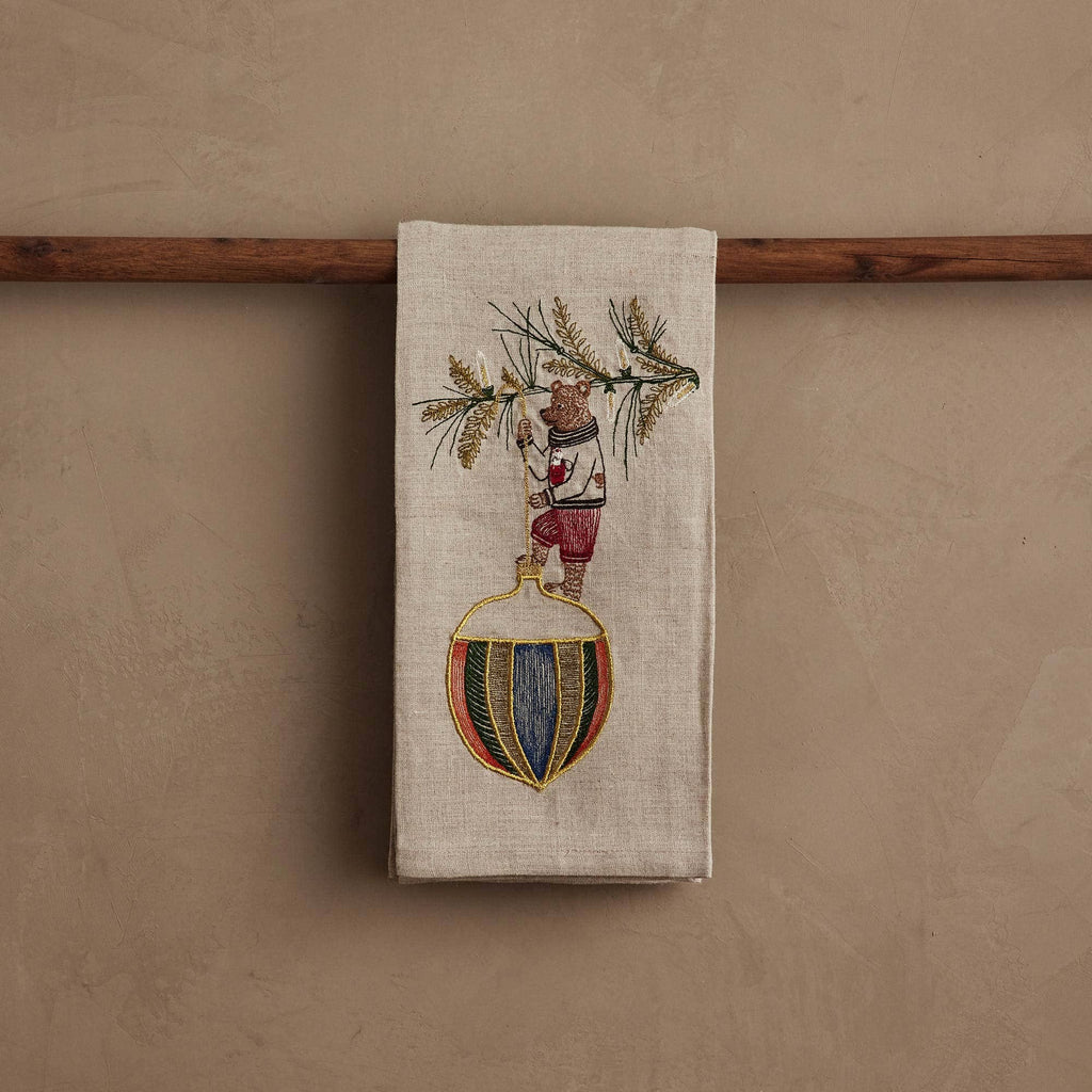 Coral & Tusk Deck the Halls Bear Tea Towel