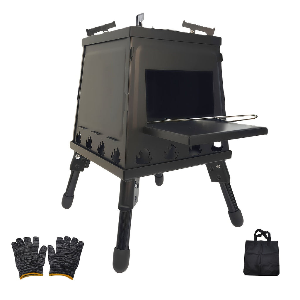 Wood Burning Campfire Stove – Heavy Duty Outdoor Camp Stove with Sturdy Legs & Air Vents for Hiking Backpacking Picnic BBQ Travel