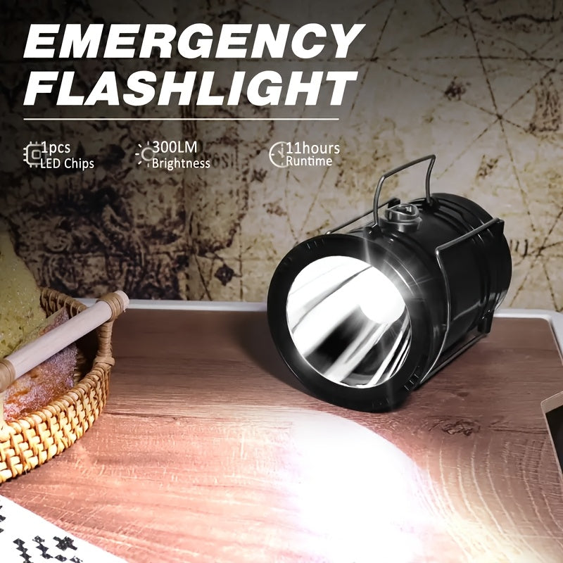 Retro Camping Lantern - USB Rechargeable LED Camp Light, 4600mAh Portable Survival Flashlight with Handle, Indoor Outdoor Emergency Lighting (4 PCS)