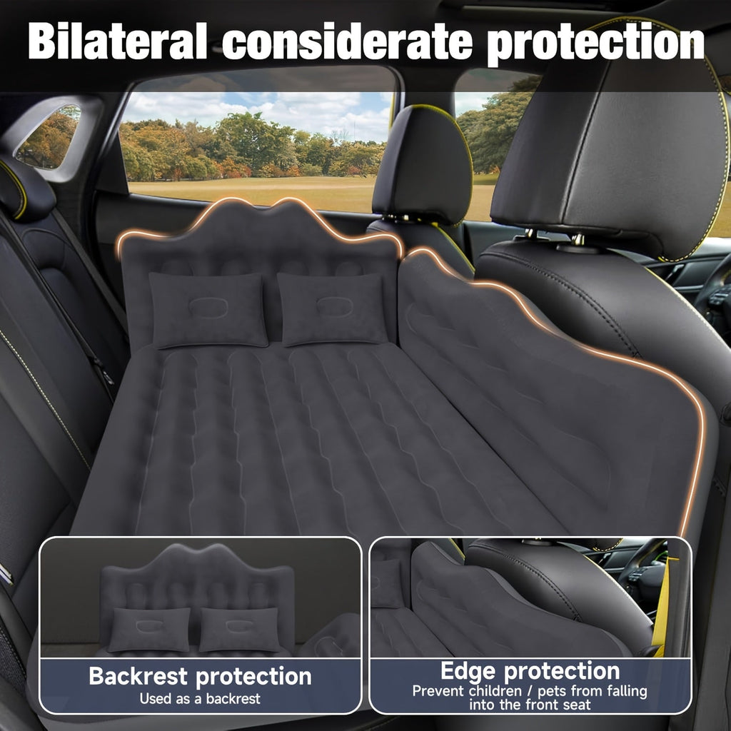 Car Inflatable Mattress Air Bed for Truck SUV MPV Back Seat with 2 Pillows Portable Camping Air Mattress for Road Trips Hiking Backpacking Outdoor Travel Black Dark Blue