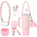 Kawaii Sanrio Tumbler Accessories Cup Sleeve & Silicone Boot Set - Compatible with 30 & 40 oz Tumblers, Hello Kitty Kuromi Cinnamoroll Melody Foam Handle Strap, Cute Cartoon Water Bottle Accessories