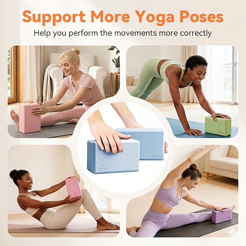 Foam Yoga Mat Set 2-Pack – EVA High-Density Non-Slip Mats for Pilates, Stretching, Meditation & Home Fitness Workouts, Lightweight & Portable