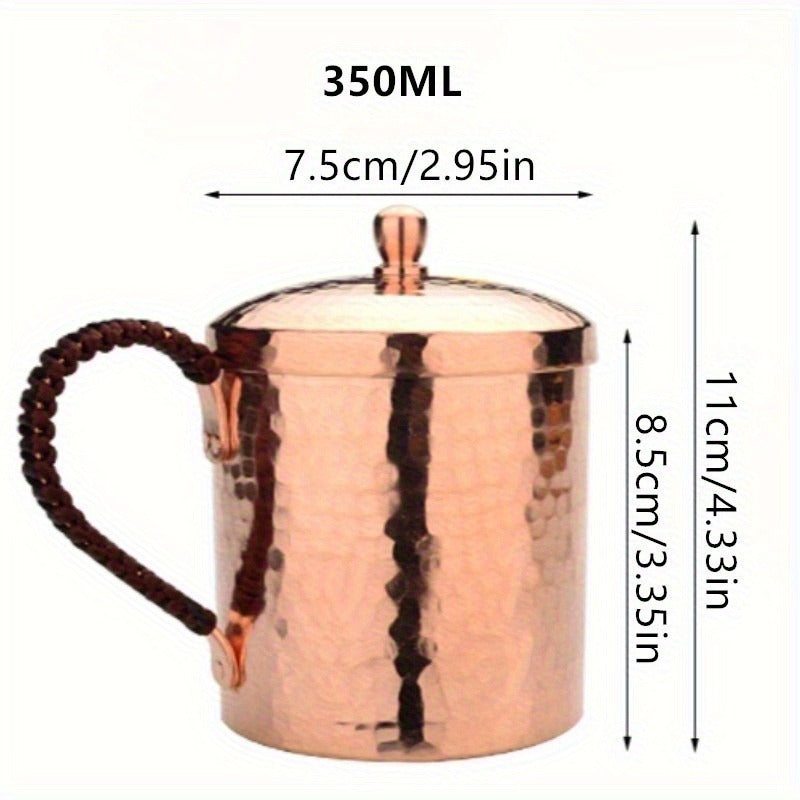Moscow Mule Mug Hammered Copper 550ML – 100% Handcrafted Pure Solid Brass Cup with Rose Gold Finish | Heavy Gauge Traditional Cocktail Mug for Moscow Mule, Beer & Cold Drinks