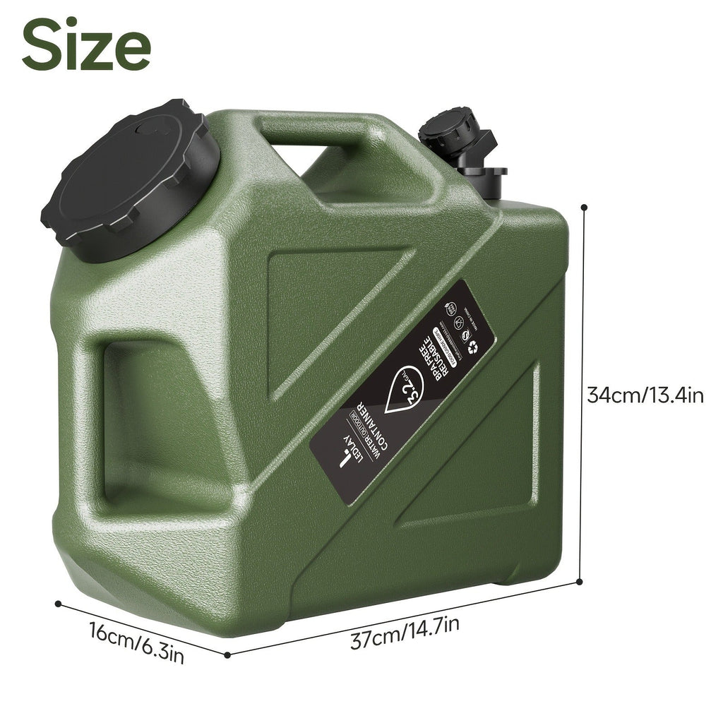 Collapsible Camping Water Storage Bucket 3.2 Gal Portable Water Tank with Faucet Dispenser Army Green Outdoor Emergency Water Container for Hiking Car Camping Festival