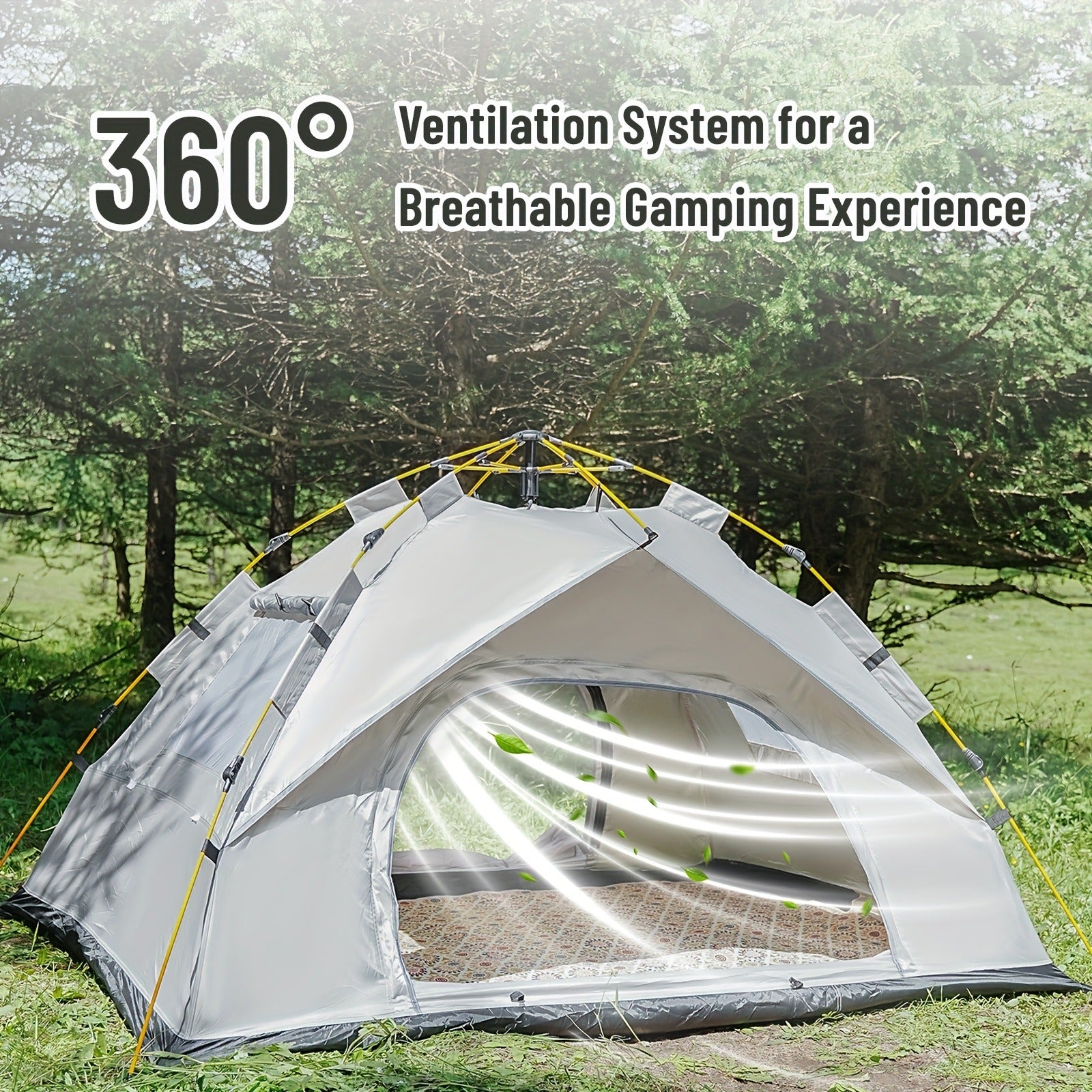 Pop Up Camping Tent Instant Setup – Automatic Windproof Lightweight Tent with Dual Doors & Mesh Windows, All-Season Waterproof Design for 1-3 & 3-4 Person, Ideal for Camping, Hiking & Travel