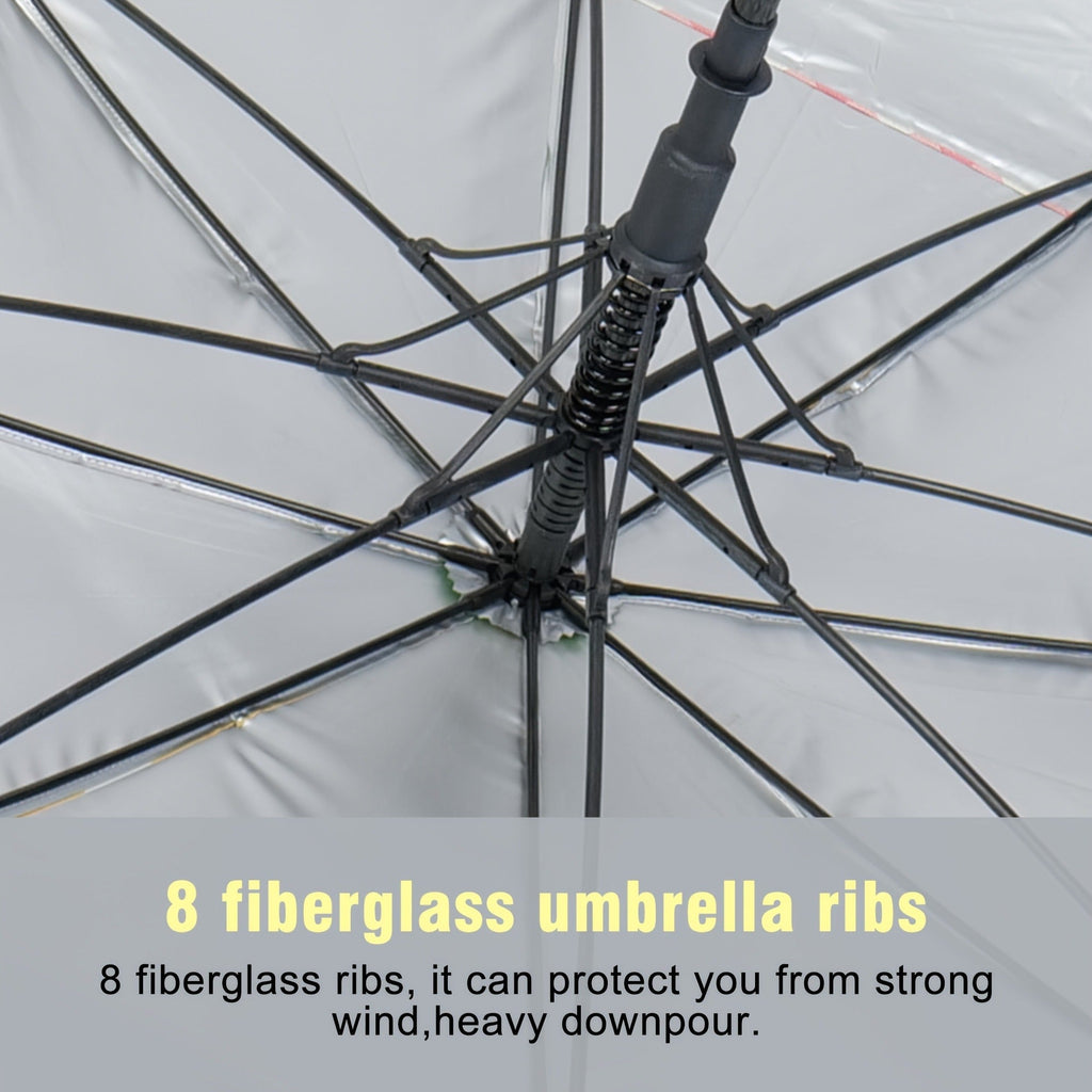 Extra Large Golf Umbrella 52 Inch Double Canopy Windproof - Smile Face Design, 2-Layer Vented Canopy, Straight Long Handle 39.37", Auto Open Button, Sunshade Coverage for 3-4 People, Oversized Rain & Sun Umbrella