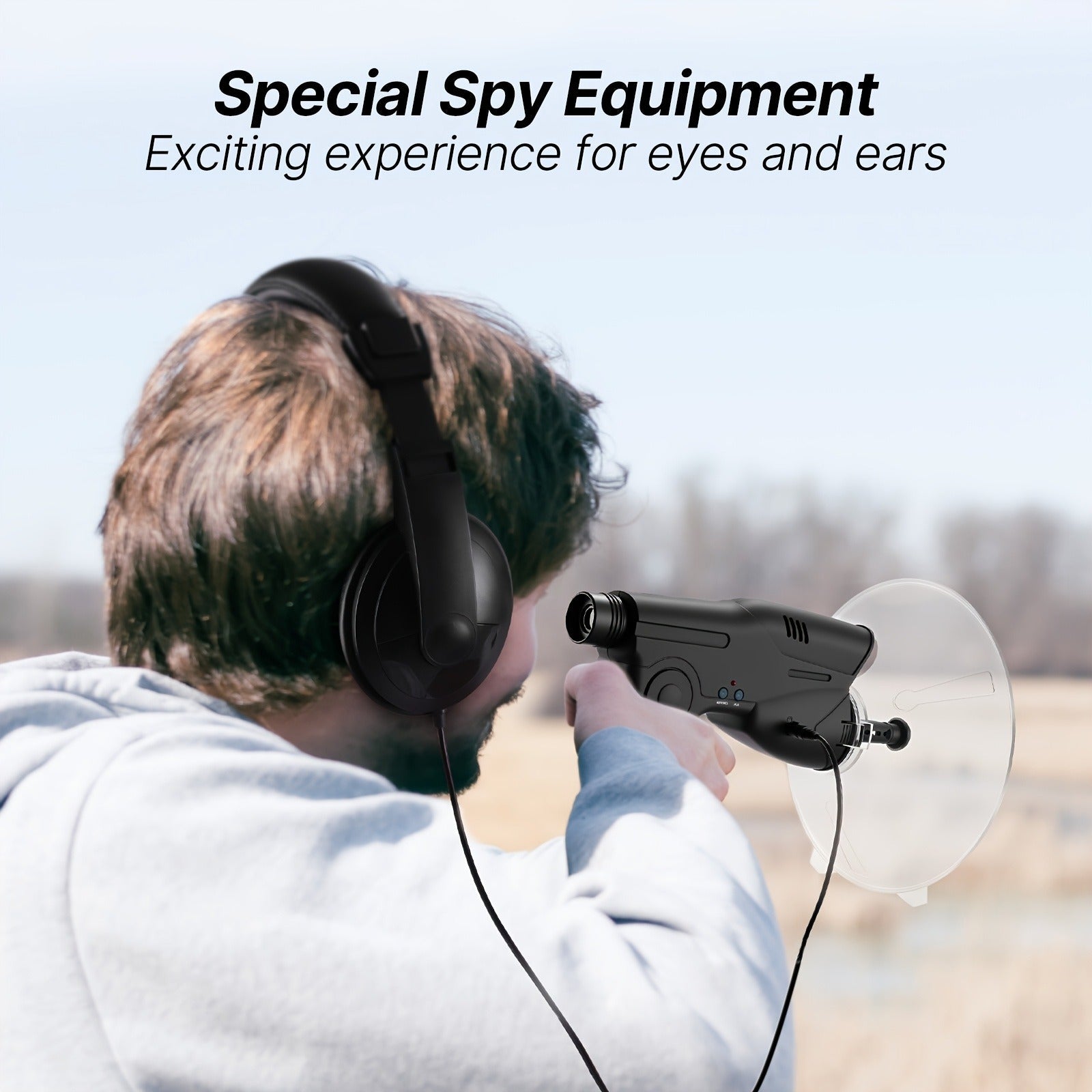Bionic Ear Sound Amplifier with 8x Monocular Telescope, Long-Range Digital Audio Listening Device with Headphones for Bird Watching Nature Observation Outdoor Surveillance, Compact Lightweight Spy Ear