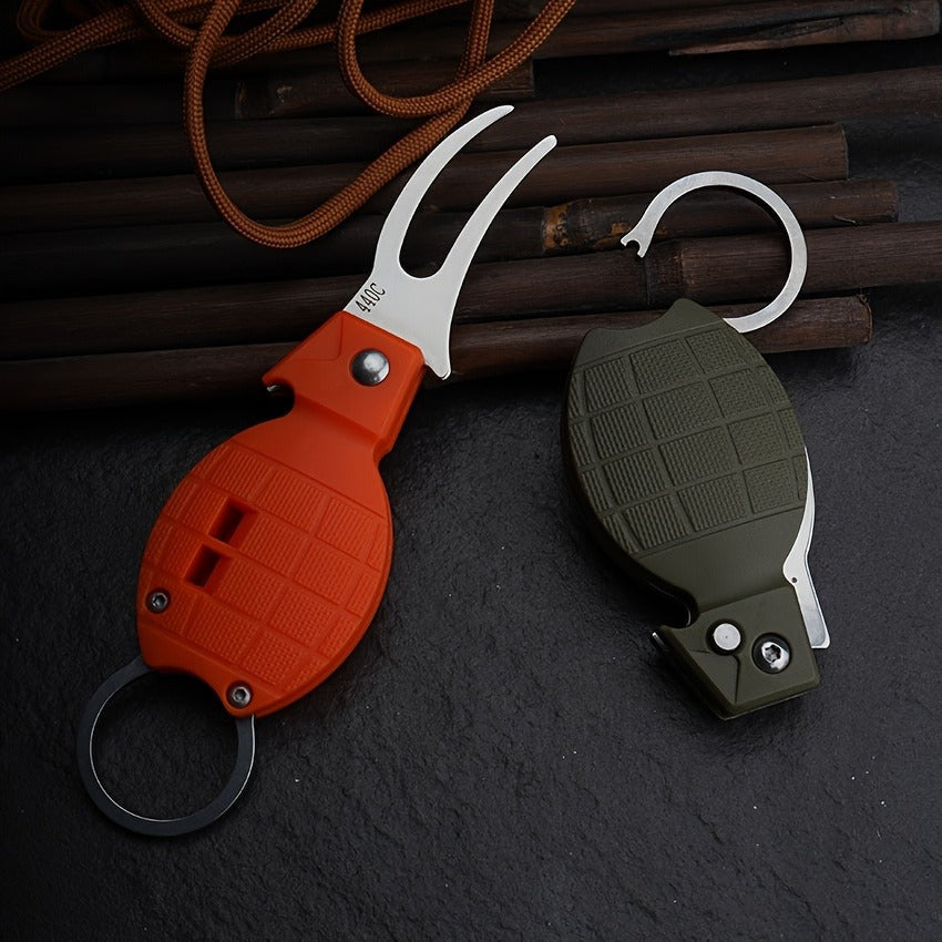 3-in-1 Golf Divot Tool Set with Whistle Keychain Clip EDC Multi-Tool Spring Button Opening Pocket Outdoor Survival Accessory