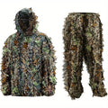 Ghillie Suit 3D Camo Hunting Set – Lightweight Breathable Hooded Camouflage Jacket & Pants for Deer Hunting Sniper Airsoft & Wildlife Photography