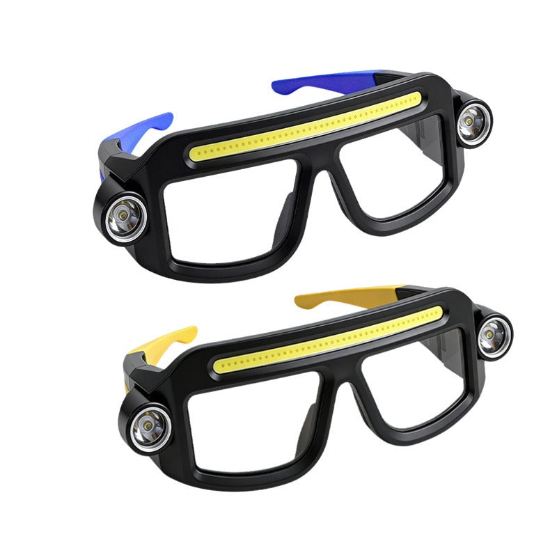 LED Headlamp Glasses 2-Pack, Head-Worn Flashlight with Flashing Mode for Night Running, Cycling, Fishing, Camping, Hiking, Crafts & Work Lighting – Hands-Free Wearable Light