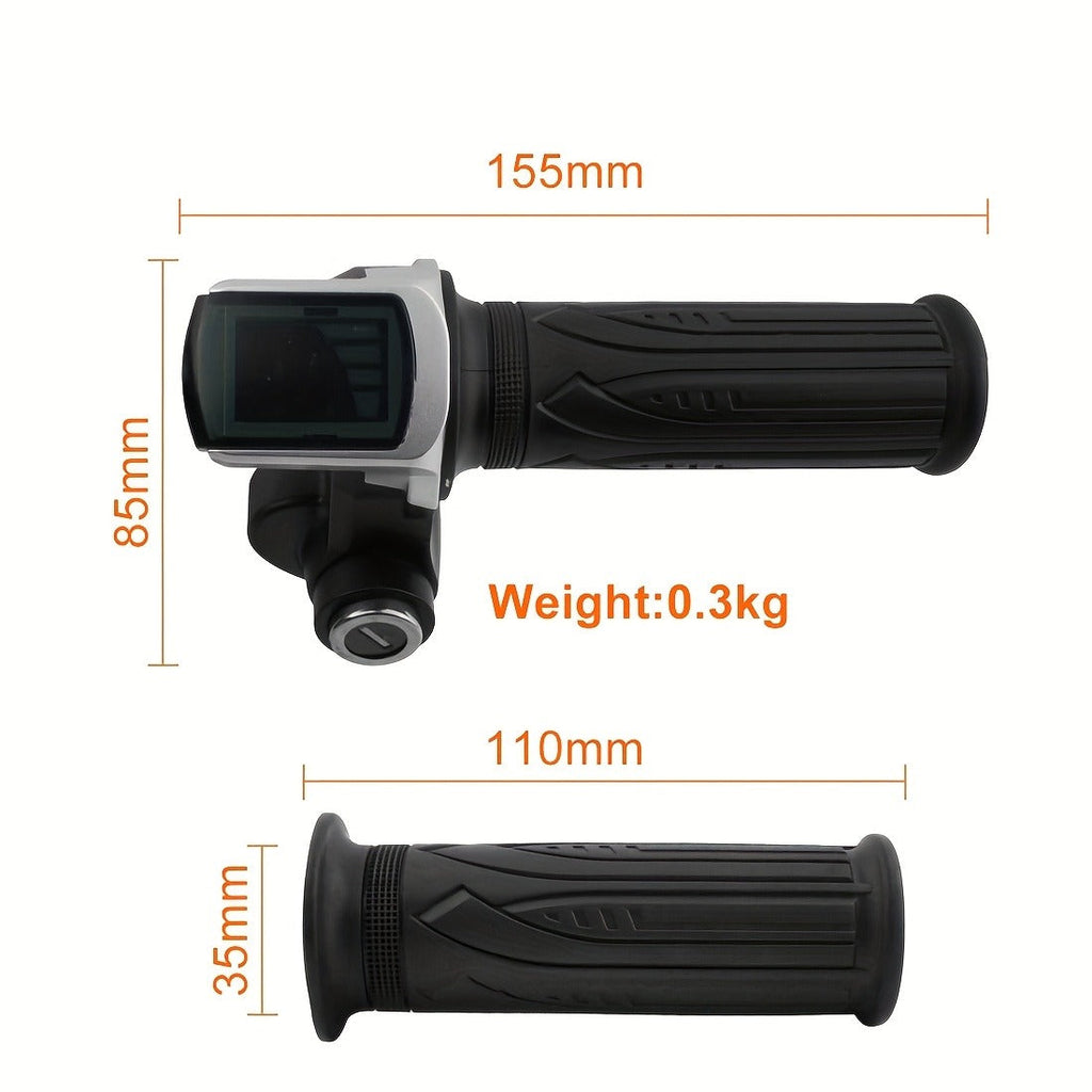 Electric Bike Scooter Key Throttle Grip Handle with LCD Display | 24V 48V Compatible | E-Bike Twist Throttle with Power Lock Wiring for Electric Motorcycle Scooter Replacement