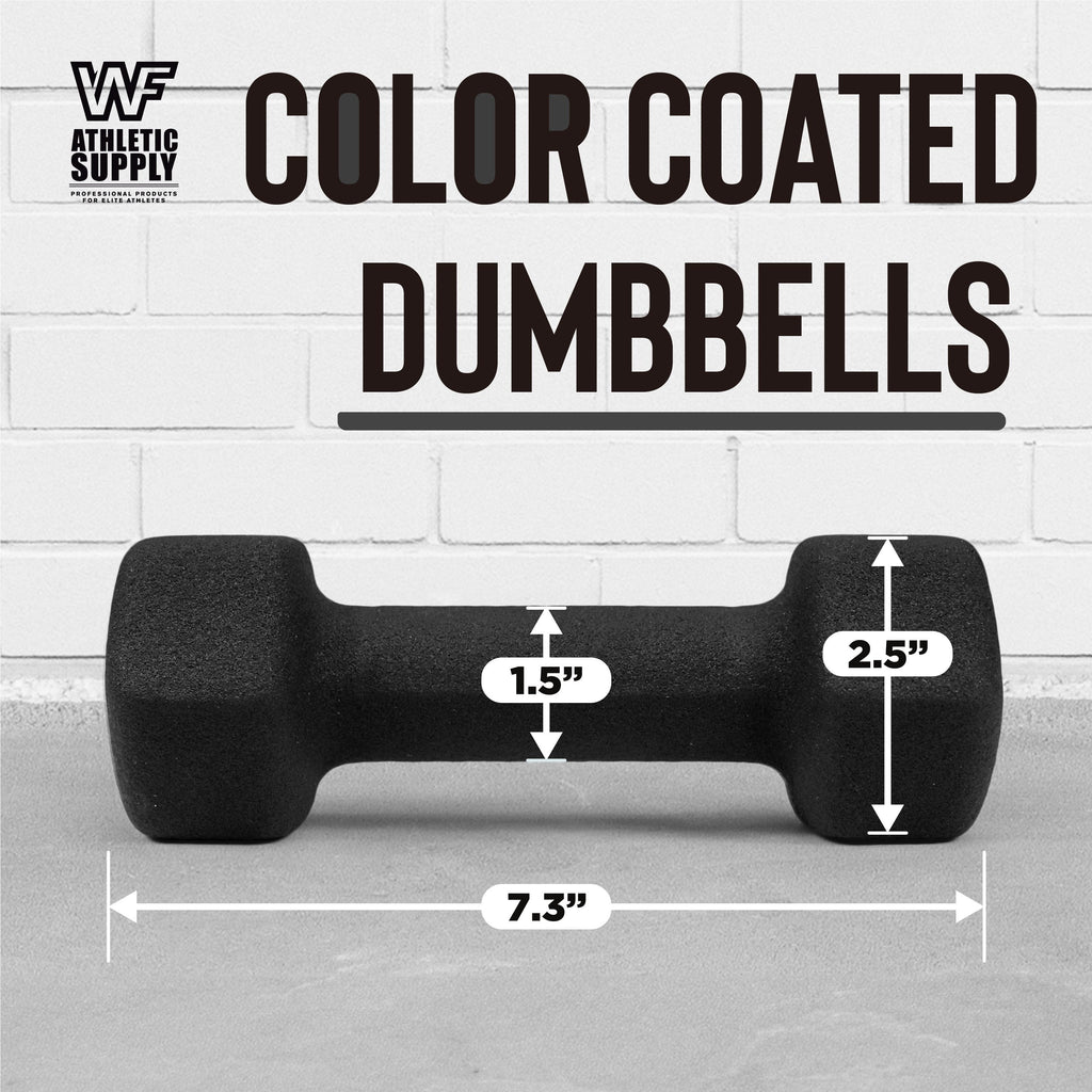Neoprene Dumbbells Pair with Non-Slip Hex Shape – Color-Coded Hand Weights for Women & Men, Strength Training, Home Gym & Aerobics – 2LB to 15LB Available in Yellow, Green, Red, Blue & Gray