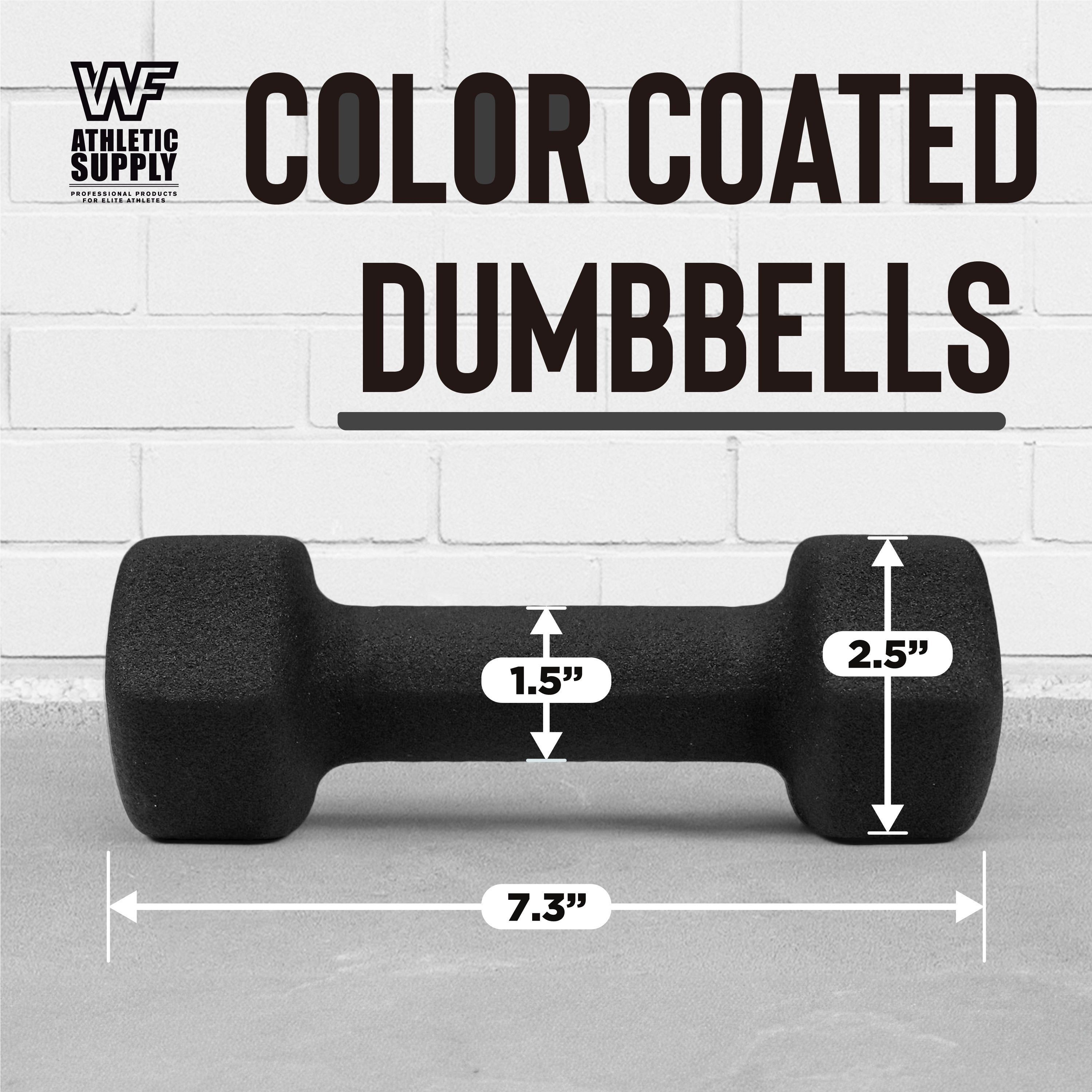 Neoprene Dumbbells Pair with Non-Slip Hex Shape – Color-Coded Hand Weights for Women & Men, Strength Training, Home Gym & Aerobics – 2LB to 15LB Available in Yellow, Green, Red, Blue & Gray