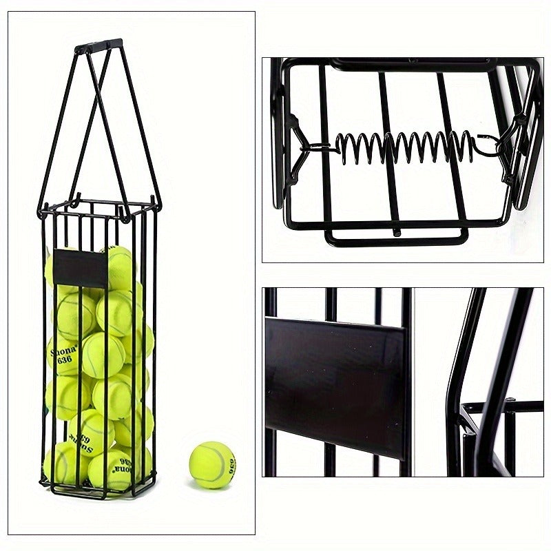 Tennis Ball Picker Up Tube - Stainless Steel Quick-Release Portable Ball Retriever for Tennis Pickleball Training, No-Bend Ball Collector Hopper for Court Home Backyard Practice, Holds 18-20 Balls