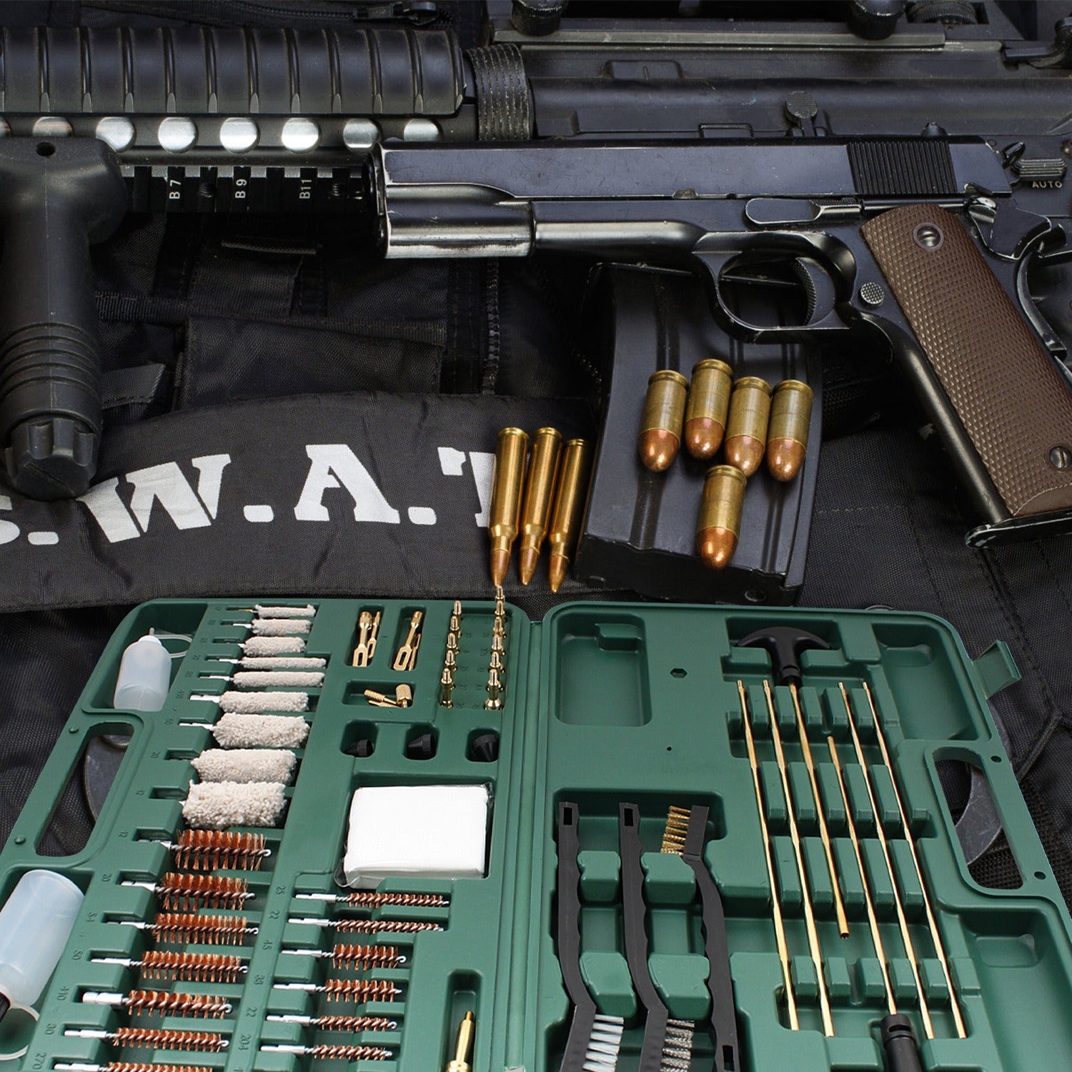 Gun Cleaning Kit 163pcs Universal Rifle Pistol Shotgun Muzzleloader Cleaning Set for Any Caliber with Carrying Case Plastic Cleaning Rods Brushes Patches Jags Complete Firearm Maintenance Kit