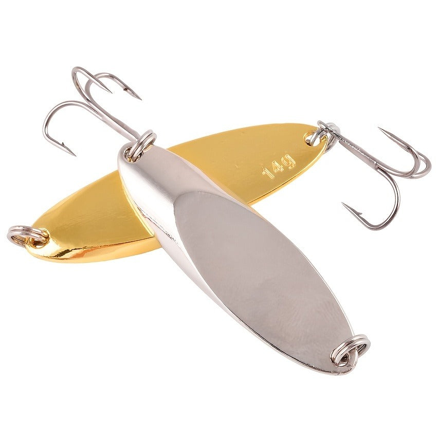 Metal Spoon Fishing Lure Heavy-Duty Holographic – 5 Sizes 1/5 to 3/4oz Saltwater & Freshwater Spinnerbait with Treble Hooks for Salmon, Trout, Bass, Pike, Tuna & Mackerel – Hard Casting Spoon