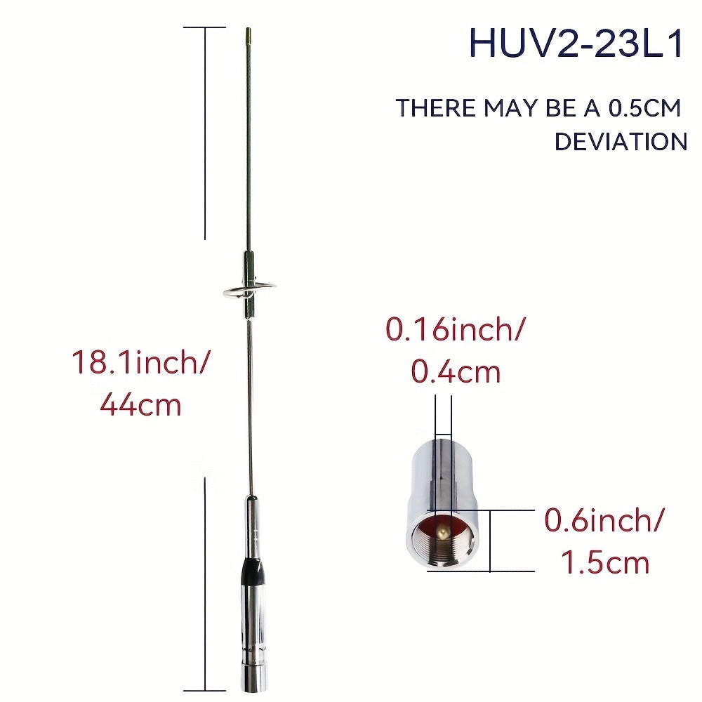 Dual Band Mobile Ham Radio Antenna – VHF UHF 144/430MHz High Gain, 16.9" Stainless Steel, PL-259 Connector
