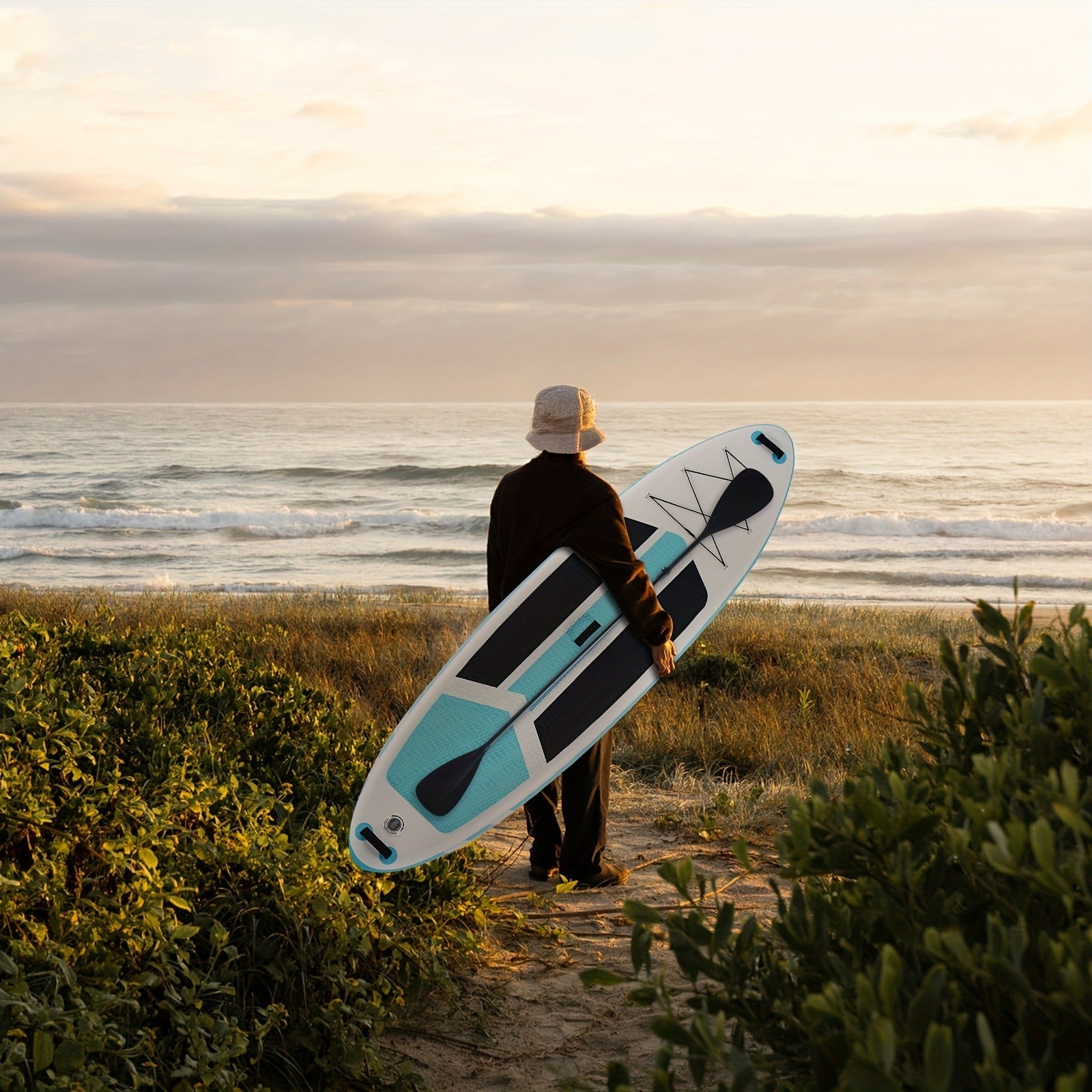 Inflatable Paddle Board 10.5ft – Wide Stable Non-Slip Deck SUP Board with Premium Accessories for Yoga Fishing Boating Traveling Surfing Adults