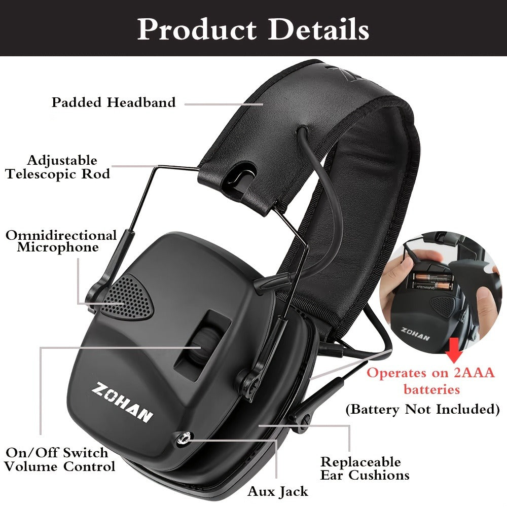 Electronic Shooting Earmuffs NRR 22dB Active Noise Cancelling Hearing Protection with Sound Amplification - Foldable Adjustable Ear Muffs for Shooting Range Hunting Mowing, Pink Green Brown Blue Black Camo