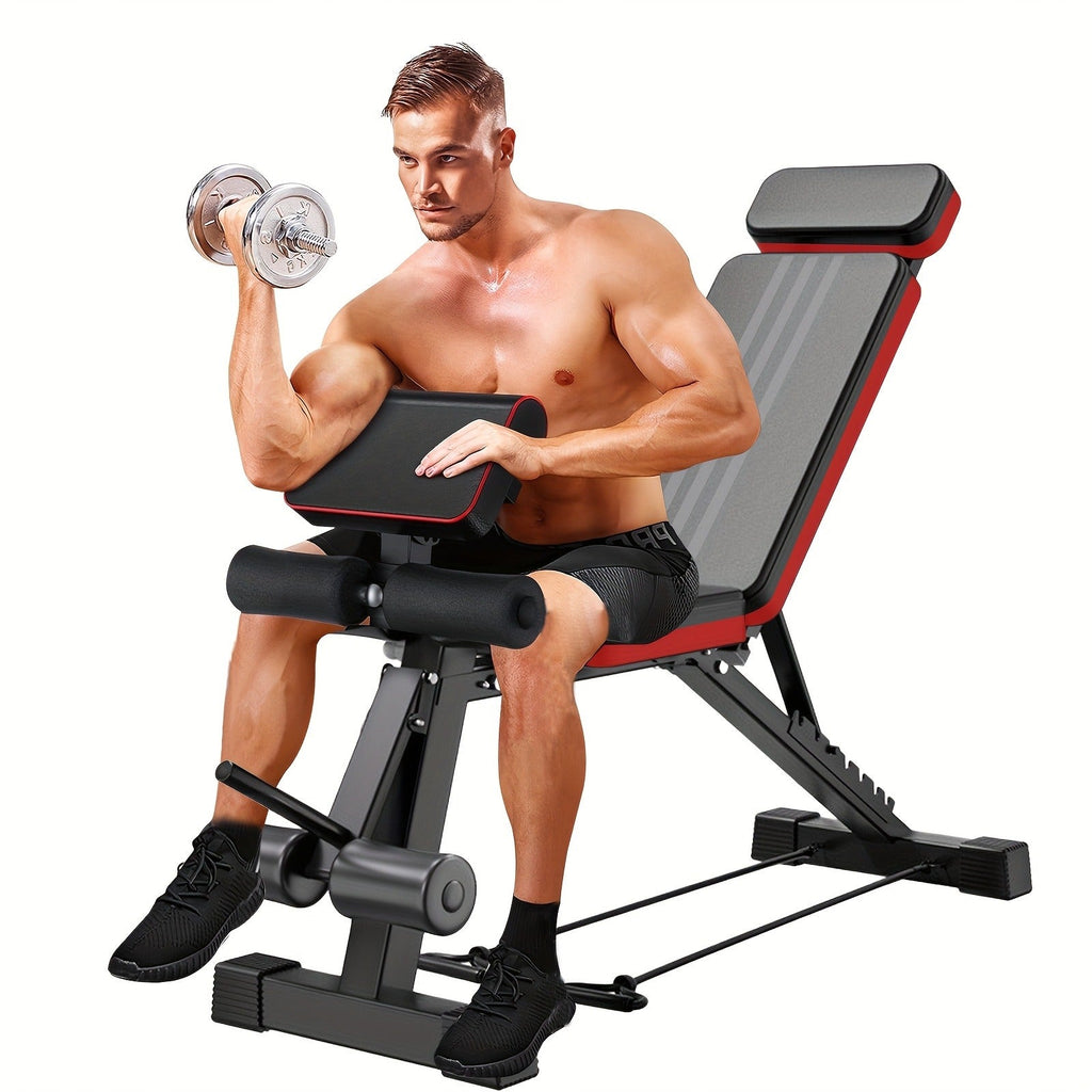 Adjustable Weight Bench – Foldable 14-in-1 Home Gym Dumbbell Bench, 1000 lbs Capacity, Roman Chair with Thick Cushion & Headrest