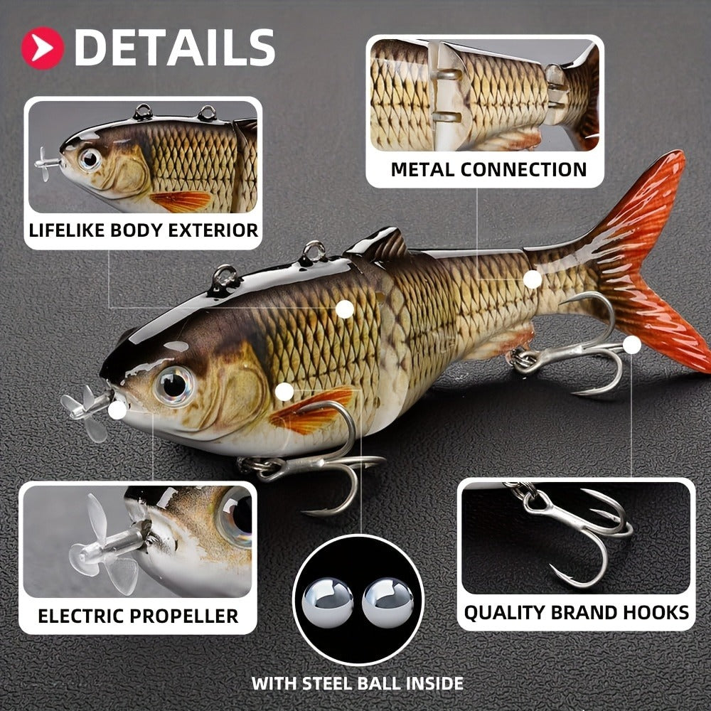 Electric Robotic Swimbait with USB Rechargeable LED Light – Multi-Jointed Wobbler Swimming Fishing Bait, Realistic Robot Fish Lure for Bass Pike Perch, Ice Fishing & Winter Fishing Gift for Men
