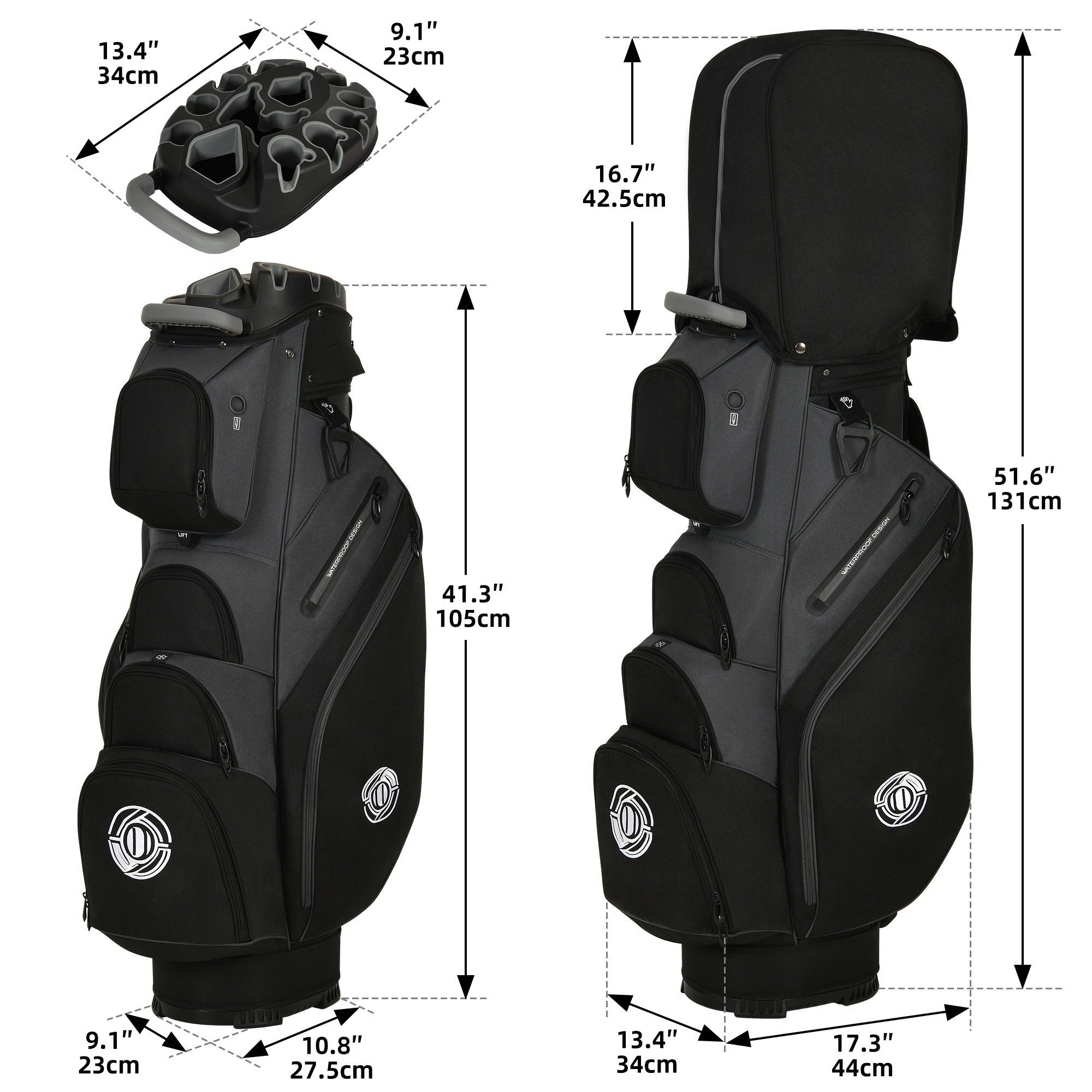Hard Shell Golf Bag Armored Protective 900D High-Density Oxford Cloth Large Capacity Professional Equipment Travel Bag 105x27x38cm Deep Grey Business Color Matching