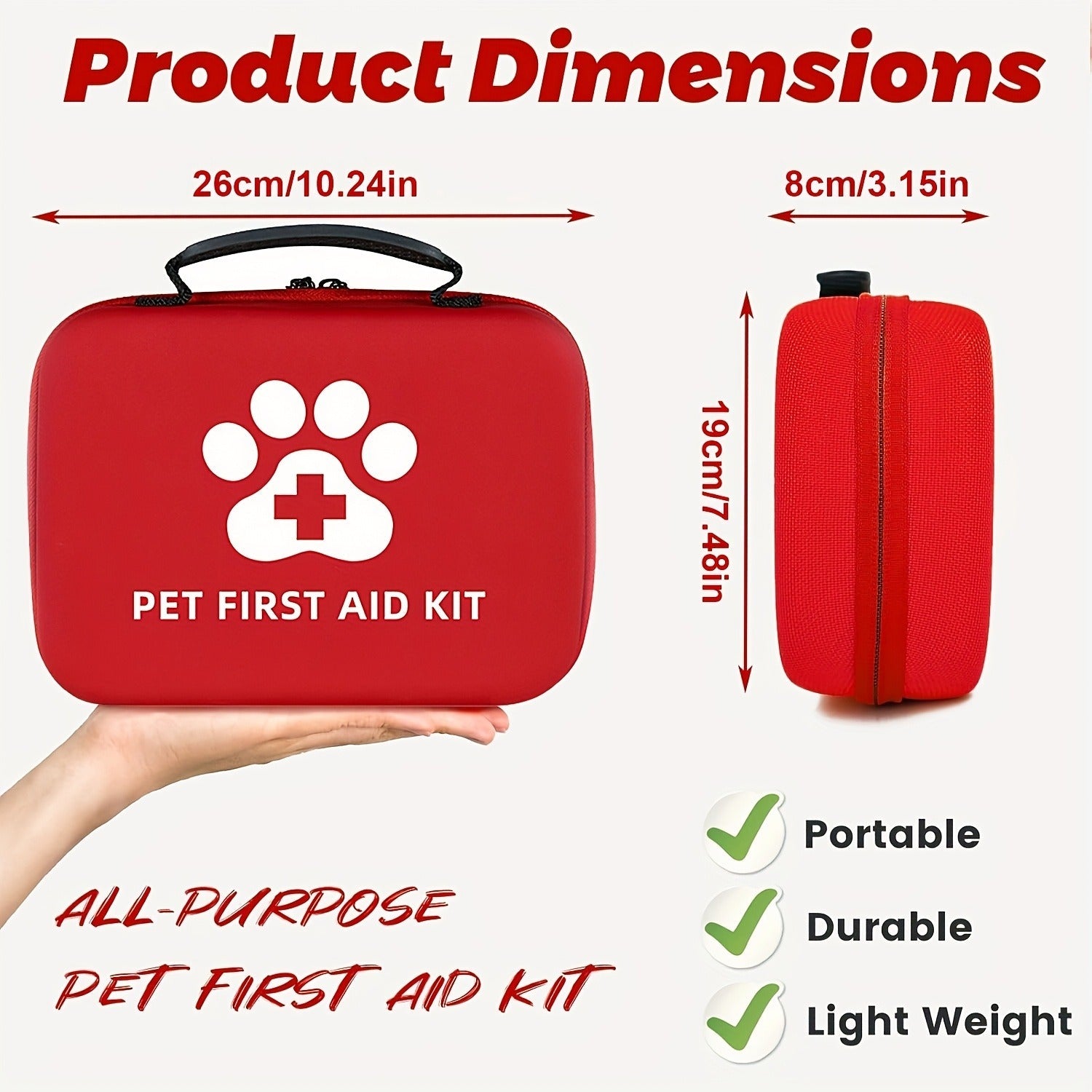 101-Piece Pet First Aid Kit with Portable Case - Multifunctional Emergency Dog & Cat Care Kit for Hiking, Camping, Backpacking, Hunting & Travel Outdoor Adventures