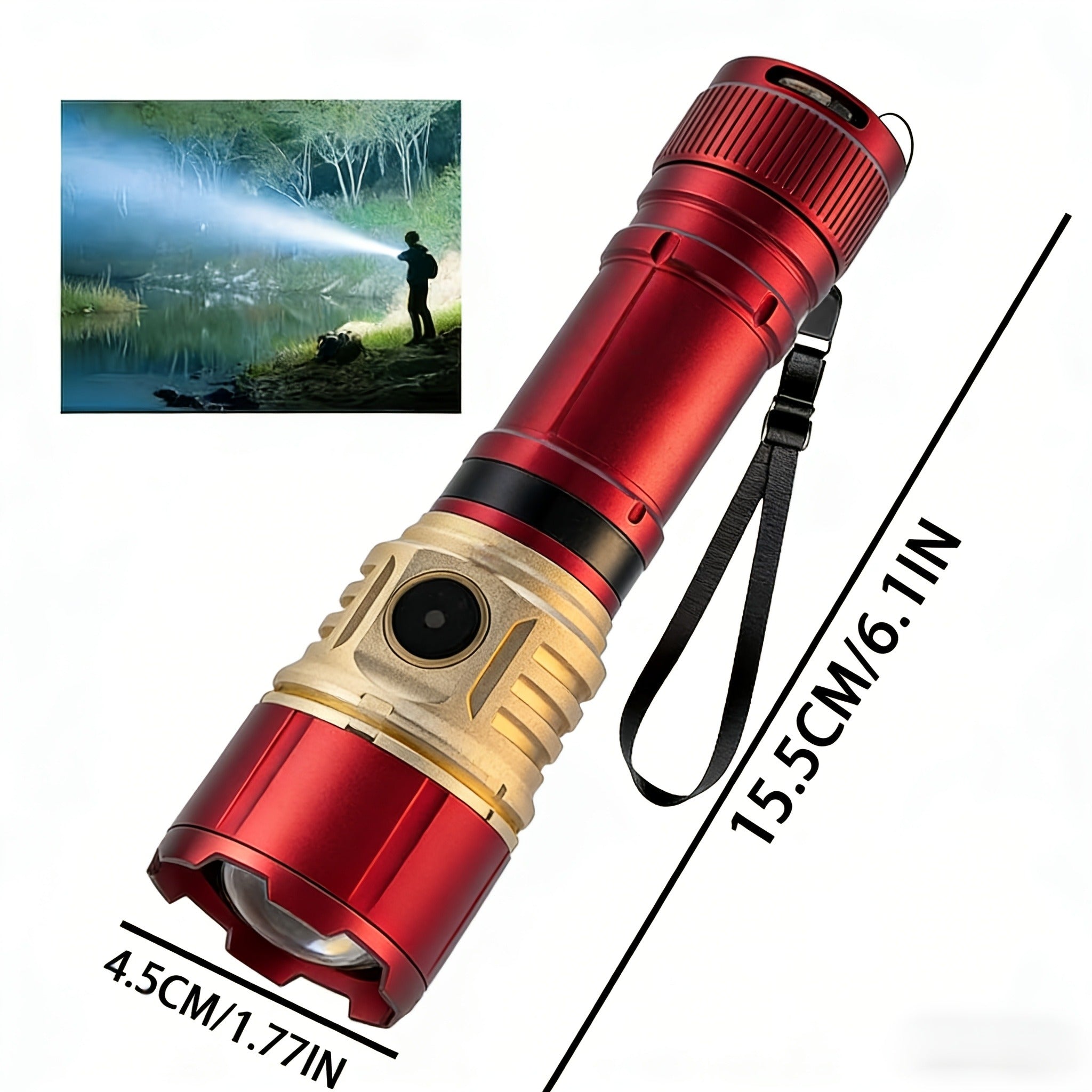 Ignition Flashlight with Fresnel Lens – 21700 Lithium 3500mAh Ultra Long Runtime, Aluminum Alloy Tactical Adjustable Beam, Outdoor Survival Torch for Camping, Fishing, Power Outage & Night Riding