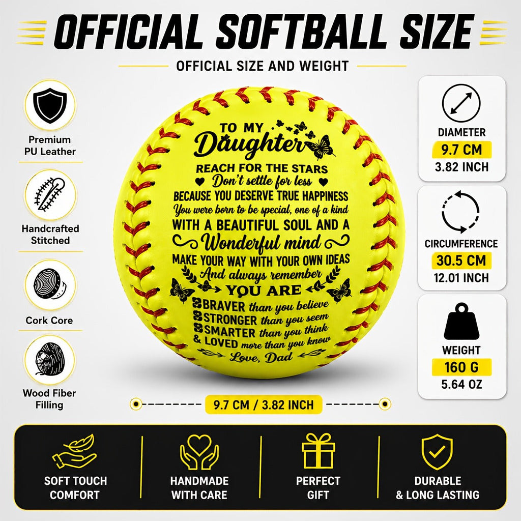 Personalized Softball Gift for Daughter – "To My Daughter" Inspirational Message Ball, International Standard Fastpitch Softball for Birthday, Graduation, Christmas & Special Occasions