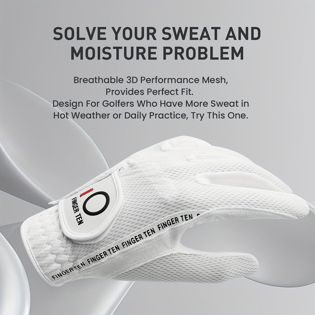 Wet Weather Golf Gloves Rain Grip 3-Pack for Men | Breathable Water-Resistant Golf Gloves for Left & Right Hand – Durable Comfortable Fit in Hot & Wet Conditions (Black, Gray, White | S–3XL)