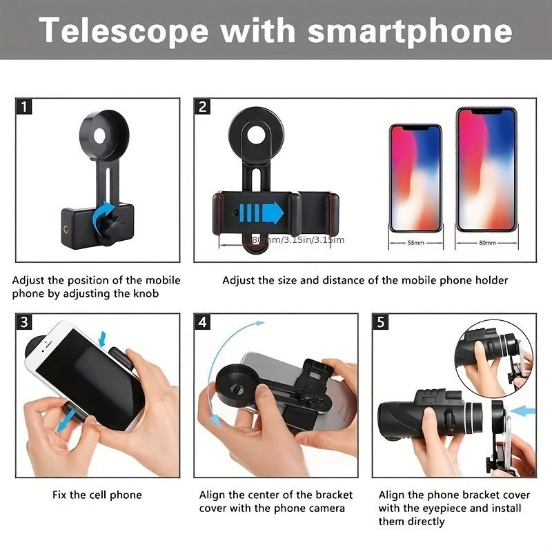 High Power Monocular Telescope with Smartphone Adapter and Tripod, BAK4 Prism HD Monocular for Bird Watching Wildlife Viewing Hiking Camping, Waterproof Compact Scope for Adults and Kids