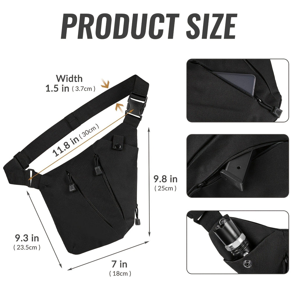 Anti-Theft Sling Bag Men Crossbody Chest Pack Oxford – Lightweight Shoulder Bag with Adjustable Strap, Multiple Compartments & Zipper, Left & Right Hand, Minimalist Travel Bag for Commuting, Hiking & Daily Use