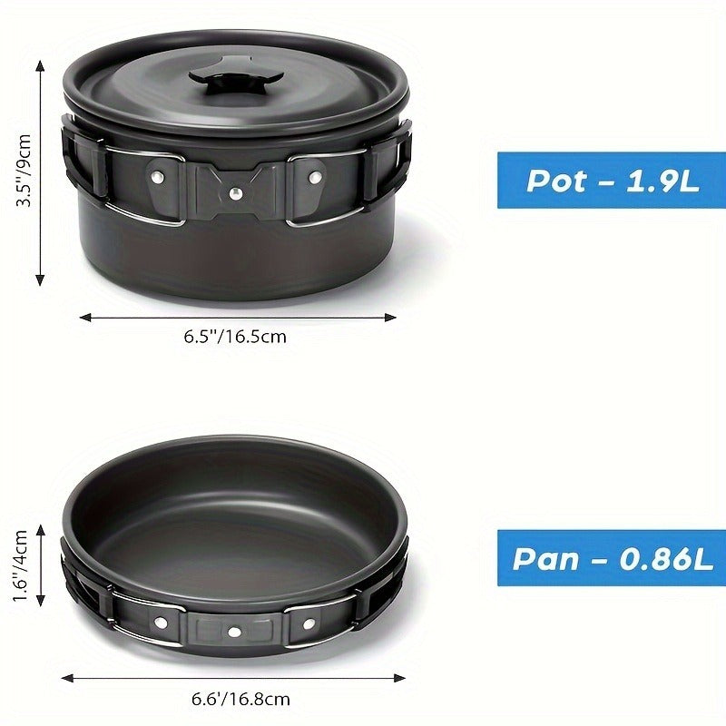 15-Piece Camping Cookware Set with Non-Stick Aluminum Alloy Pots & Pans – Portable Outdoor Cooking Kit with Kettle, Frying Pan, Cooking Pot, Plates, Cups, Folding Cutlery & Storage Bags – Perfect Father's Day Gift