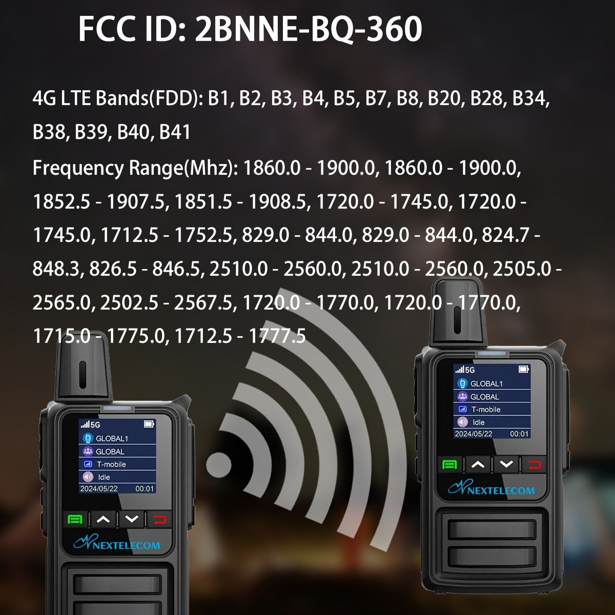 5G Long Range Two-Way Radio Model 360, 5000 Miles, 2pcs+SIM