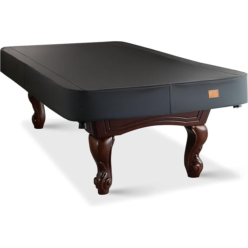 Leatherette Pool Table Cover 7 8 9FT Waterproof Tearproof Billiard Table Protector with Leg Cutouts Scratch-Resistant Easy-Clean Protective Cover Black