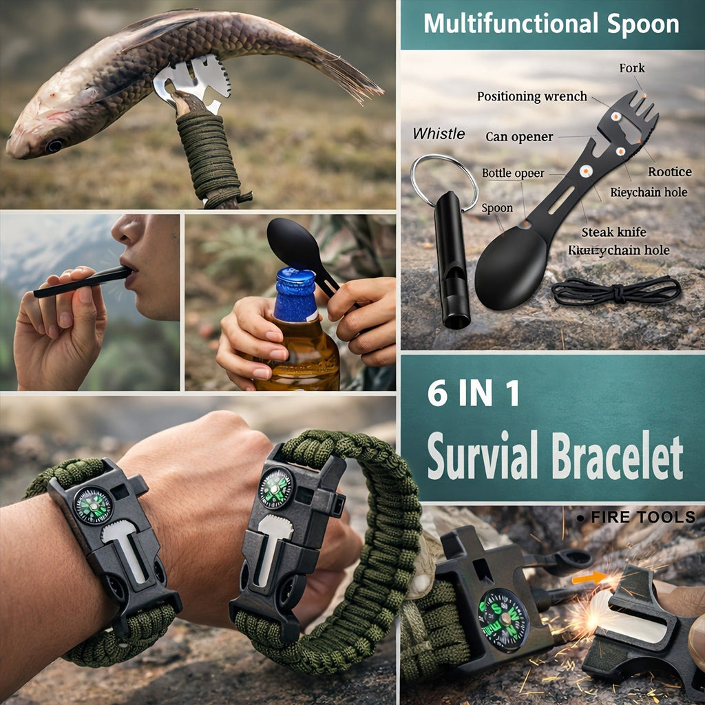 Camping Survival Kit Gift Set 19-in-1 – Emergency Survival Gear with Magnesium Fire Starter, Ideal Birthday Gift for Men, Dad, Husband, Fishing, Hunting & Outdoor Adventures
