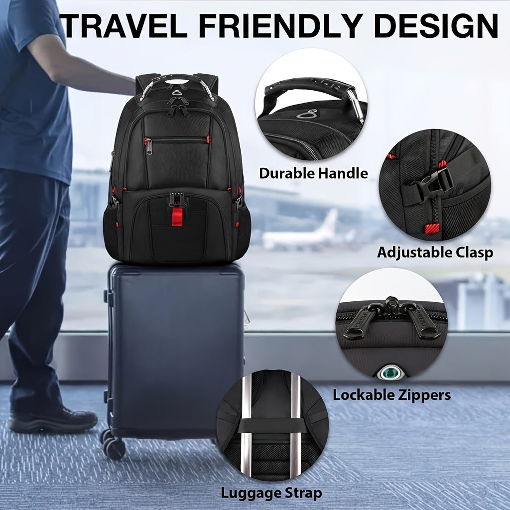 Large Laptop Backpack 50L – Fits 17 Inch Computer, Airline Approved Carry On, 3-Compartment Travel & College Backpack for Men Women | 8 Colors, Breathable Mesh Straps