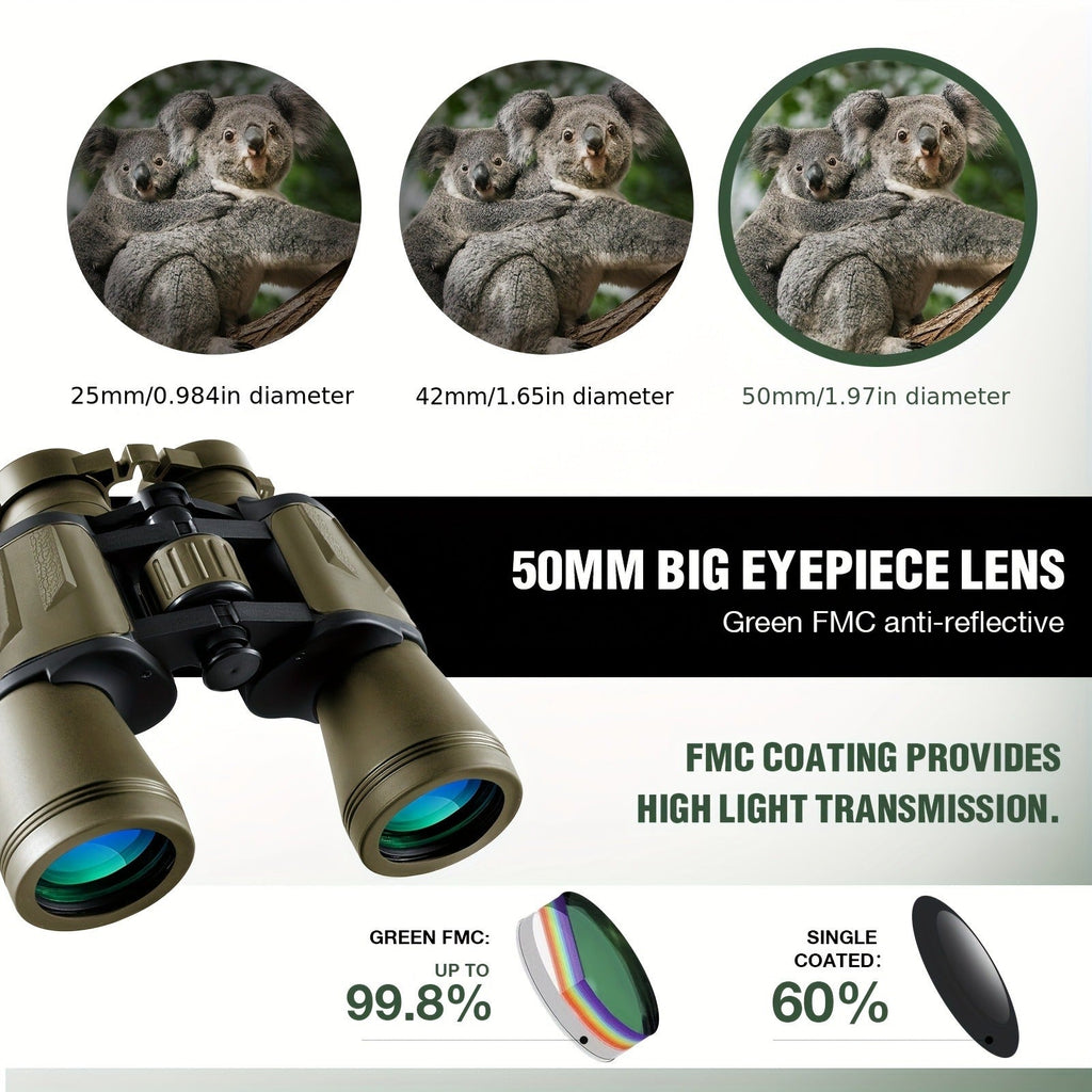 10x50 Binoculars with Phone Adapter – Bird Watching & Travel