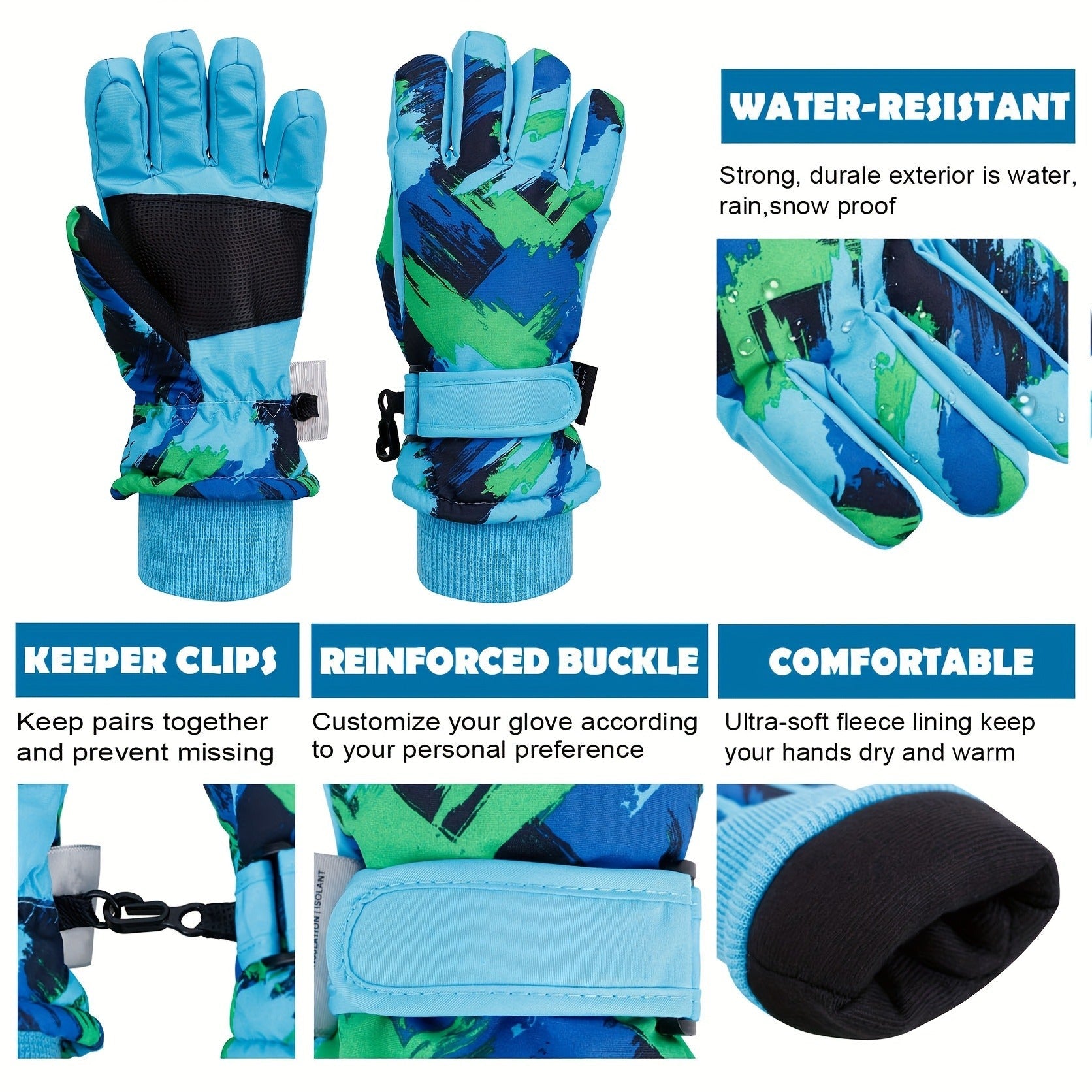 Winter Ski Gloves for Skiing & Cycling – Windproof Waterproof Thermal Gloves for Men & Women, Non-Slip Grip, Touchscreen Compatible, Cold Weather Outdoor Sports Gloves